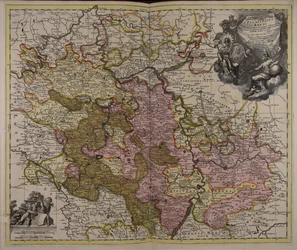 Äußerst genaue Karte der Rheinpfalz, in die auch die untergeordneten und angrenzenden Herrschaften, Gebiete und Statthalterschaften getreu eingefügt wurden